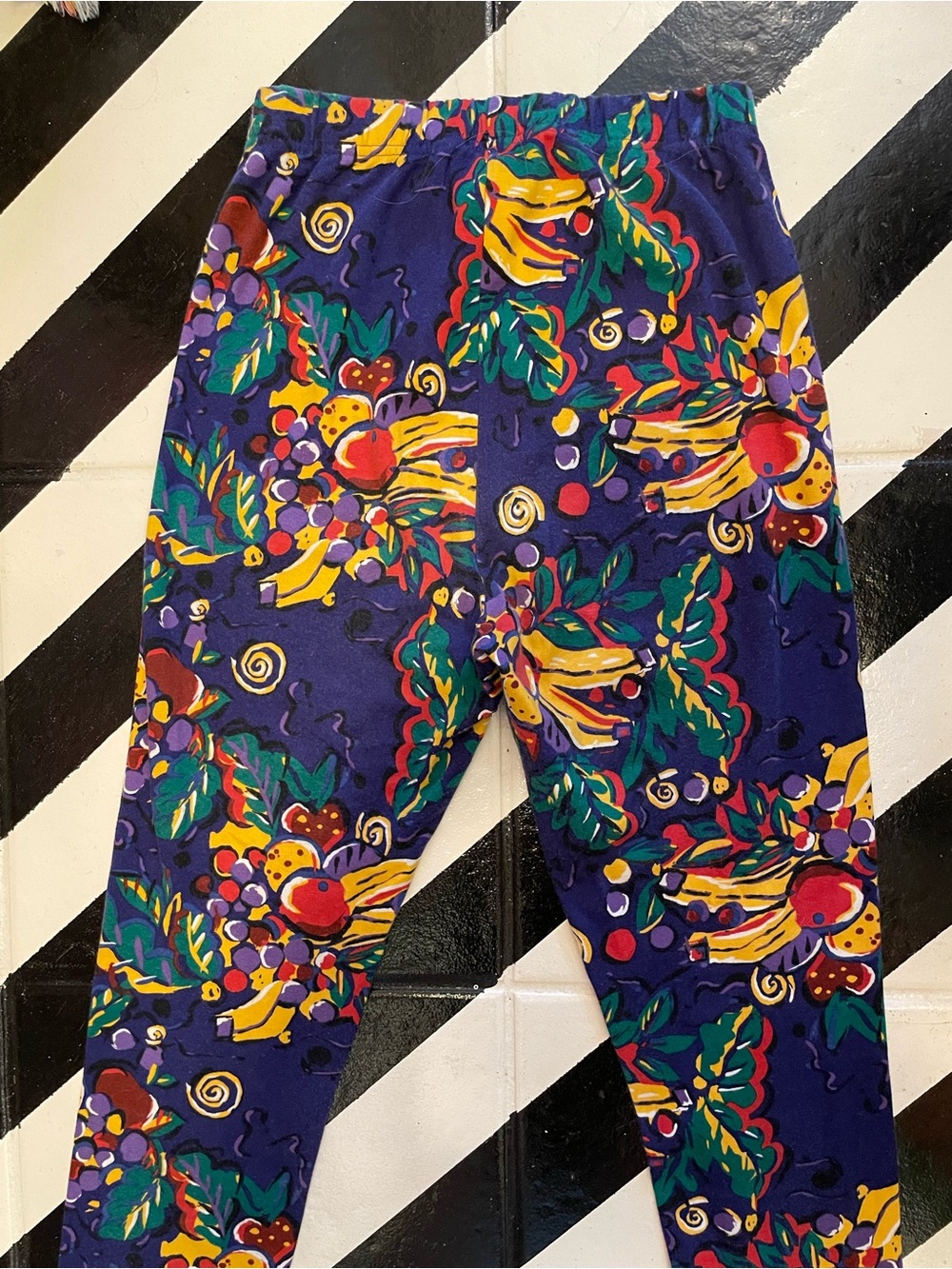 Carole Little Vibrant Purple Leggings with Tropical Fruit Print